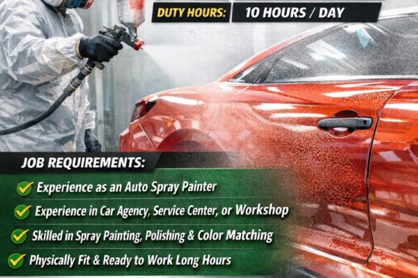 यह सऊदी अरब में Auto Spray Painter (कार पेंटर) की नौकरी के लिए एक भर्ती